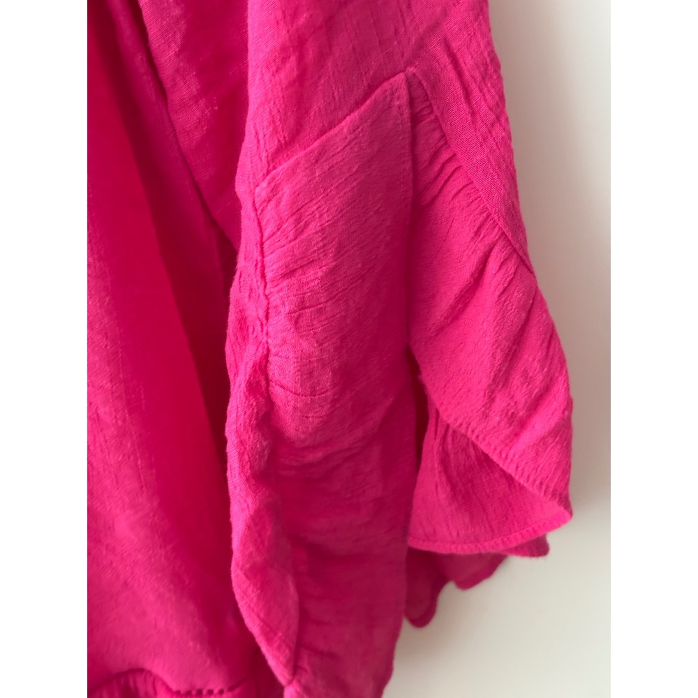 Counterparts Womens Pink Crochet Lace Embroidered Bell Sleeve Ruffle Blouse S - Picture 4 of 7